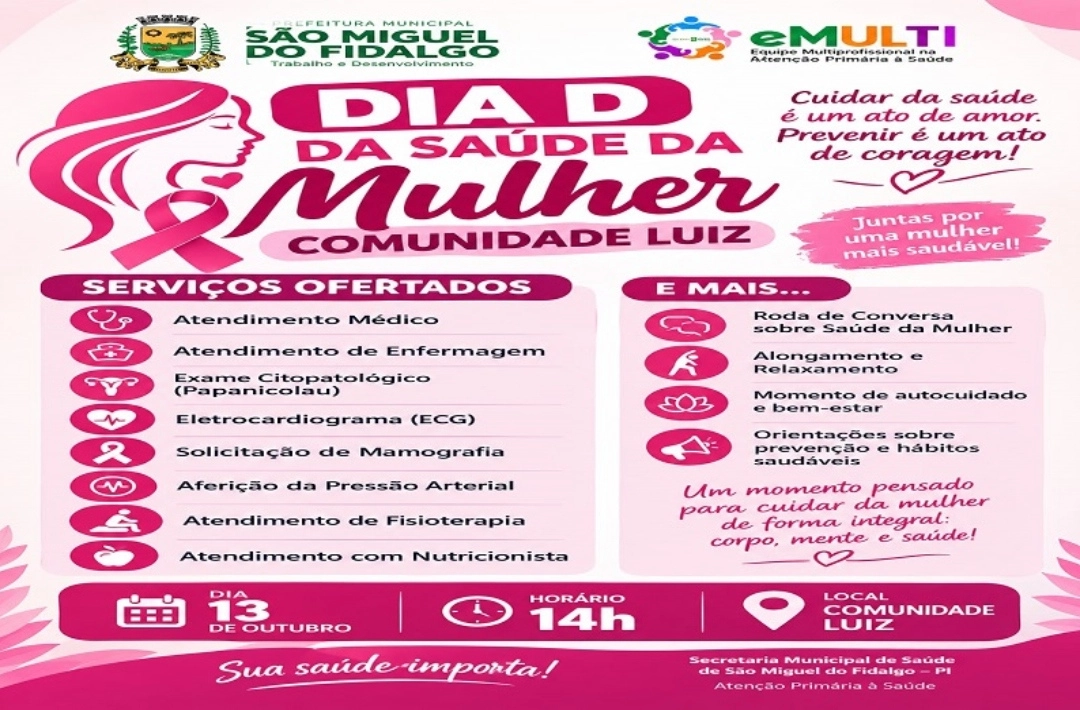São Miguel do Fidalgo promove Dia D da Saúde da Mulher na Comunidade Luiz
