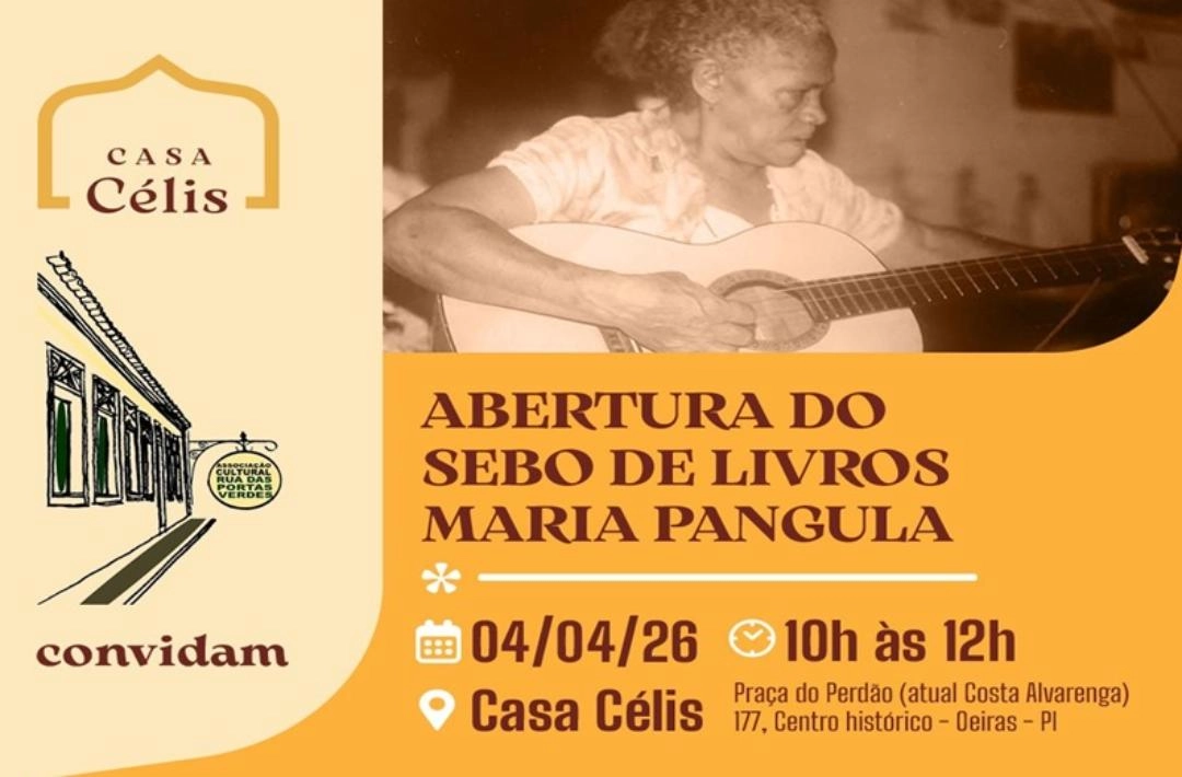 Casa Célis, em Oeiras, recebe abertura do sebo de livros Maria Pangula, no dia 4 de abril