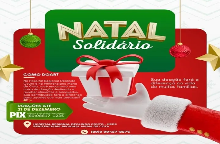 Oeiras: Campanha ‘Natal Solidário’ arrecada alimentos e brinquedos