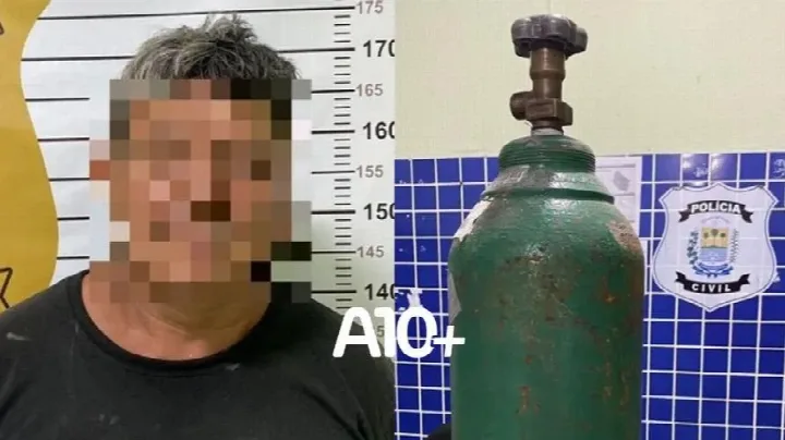 No Piauí, homem é preso com cilindro de oxigênio de hospital furtado para usar em oficina