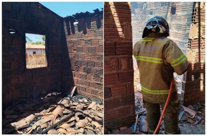 Incêndio destrói parte de residência na comunidade Canto Fazenda Frade, zona rural de Oeiras