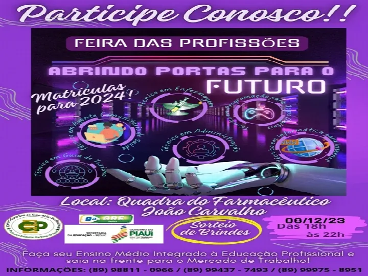 Feira das Profissões do CEEP Professor Balduíno Babosa de Deus acontece nesta quarta-feira, 06