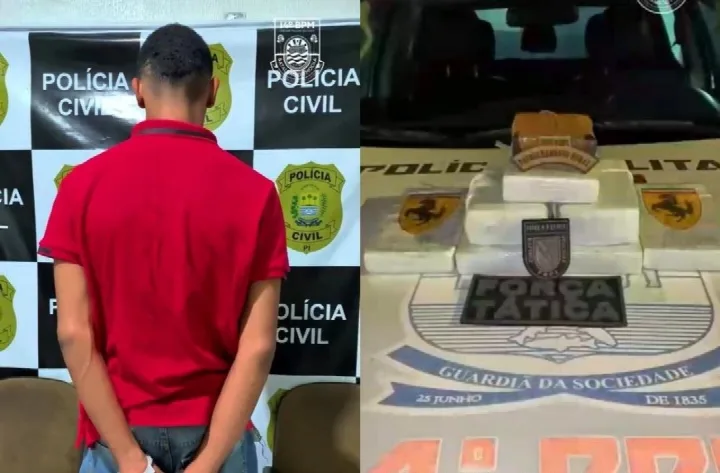 Adolescente é apreendido transportando seis tabletes de cocaína e dois de pasta base de cocaína em Oeiras