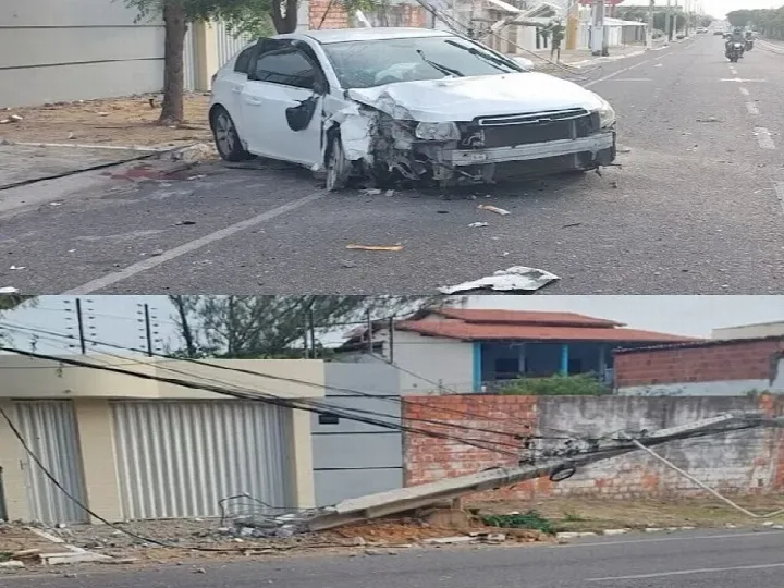 Motorista perde controle de veículo e bate contra poste no Piauí