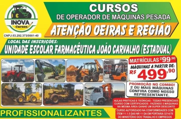 Inova Cursos oferece qualificação profissional em Oeiras e região: matrículas com valores acessíveis