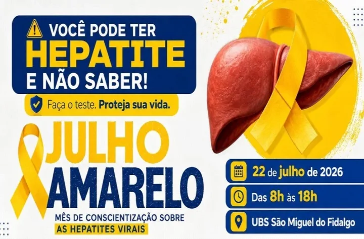 São Miguel do Fidalgo realiza programação do Julho Amarelo com testes rápidos nesta quarta-feira