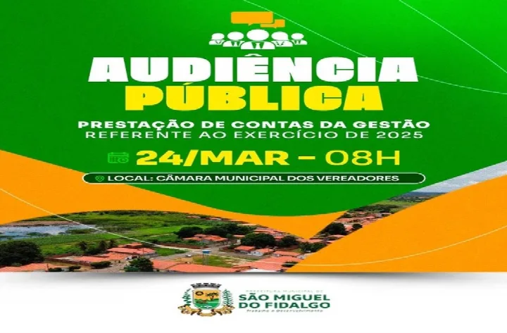 Prefeitura de São Miguel do Fidalgo realiza audiência pública para prestação de contas do exercício de 2025
