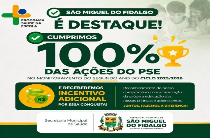 São Miguel do Fidalgo cumpre 100% das metas do Programa Saúde na Escola no ciclo 2025/2026