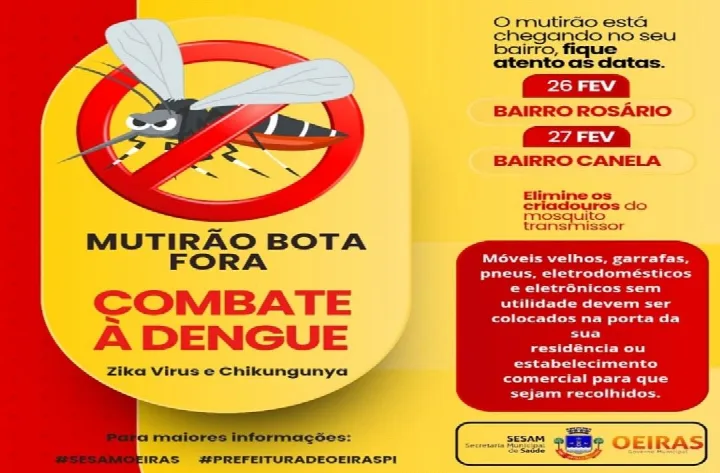 Mutirão ‘Bota Fora’ reforça combate à dengue em Oeiras