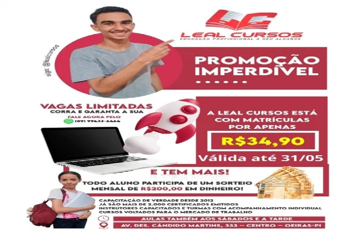 Leal Cursos abre novas turmas com promoção especial e ensino de excelência em Oeiras
