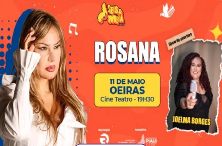 Rosana se apresenta em Oeiras no dia 11 de maio com show no Cine Teatro