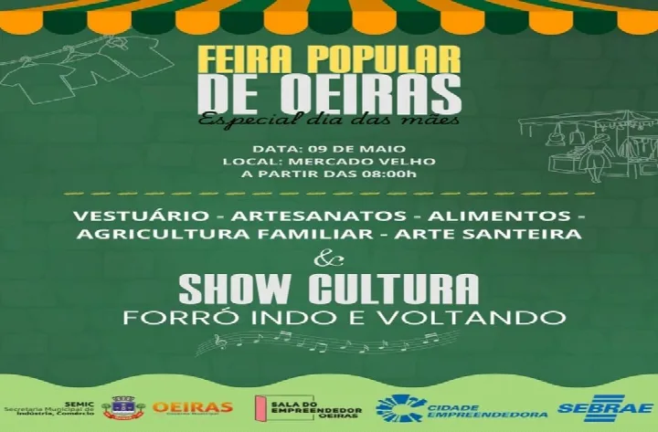 SEMIC realiza Feira Popular de Oeiras no Mercado Velho em edição especial para o Dia das Mães
