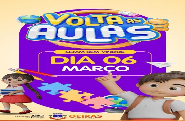 Oeiras: Aulas da rede municipal têm início nesta quinta-feira, 06 de março