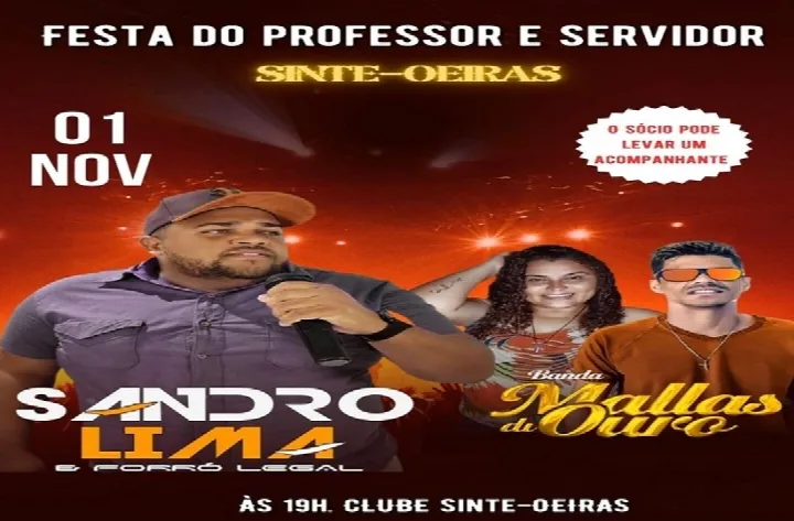 SINTE-OEIRAS prepara festa em homenagem ao Dia do Professor e Servidor Público
