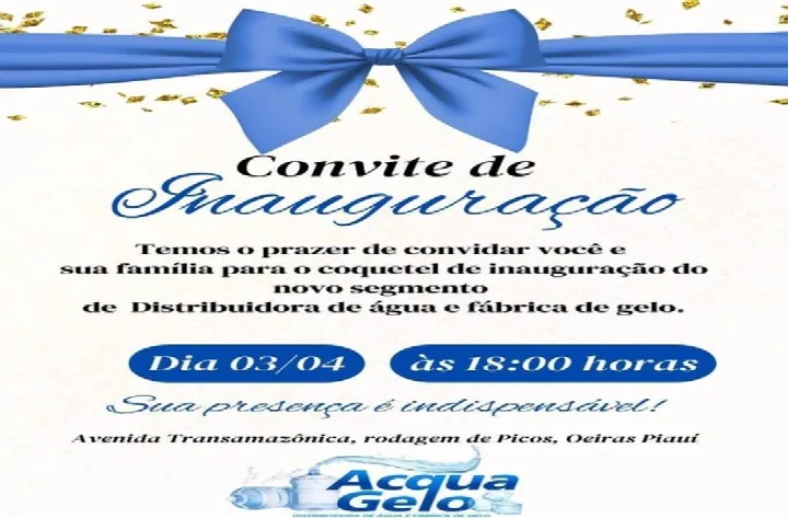 Acqua Gelo será inaugurada nesta quinta-feira, 03, a nova distribuidora de água e fábrica de gelo em Oeiras