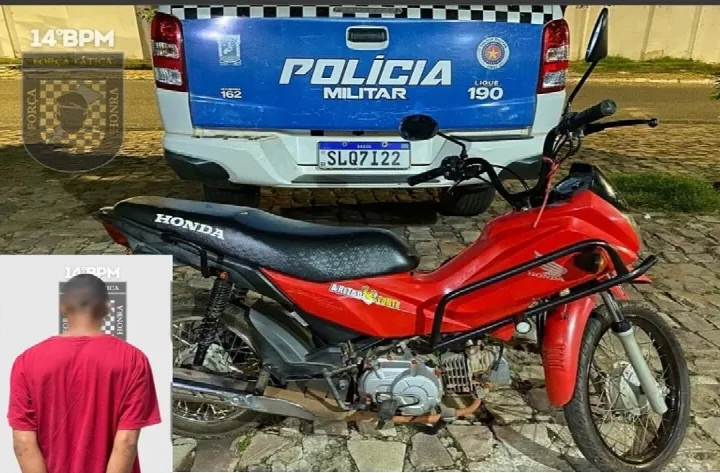 Força Tática recupera moto e celular roubados durante ação no bairro Canela, em Oeiras