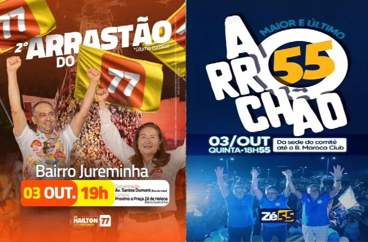 Coligações realizam comícios nesta quinta-feira, 03, em Oeiras