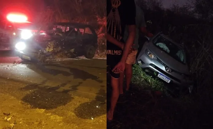Acidente envolvendo dois carros deixa motorista preso às ferragens no Piauí