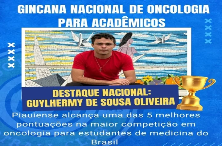 Estudante de medicina de São Francisco do Piauí entre os 5 melhores do Brasil em Gincana Nacional de Oncologia