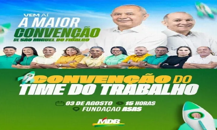 Convenção do MDB de São Miguel do Fidalgo será realizada no dia 3 de agosto