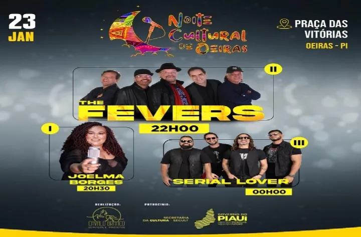 Confira os horários dos shows da Noite Cultural hoje à noite em Oeiras