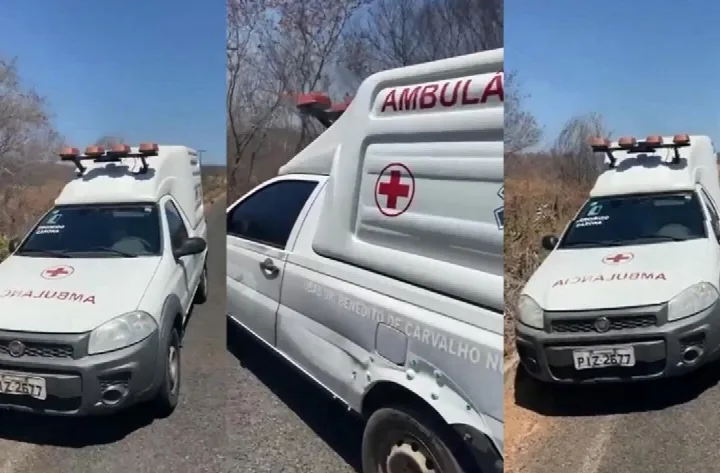 VÍDEO: Ambulância de Cajazeiras com falha mecânica é abandonada em rodovia próximo a Santa Rosa do Piauí