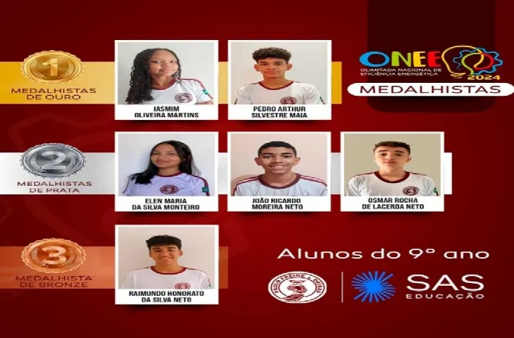 Alunos da Sociedade Educacional Paulo Freire conquistam medalhas na Olimpíada Nacional de Eficiência Energética 2024
