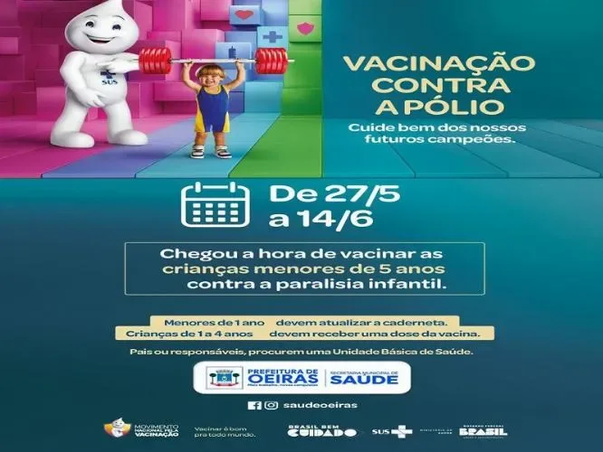 Saúde inicia campanha de vacinação contra poliomielite em Oeiras