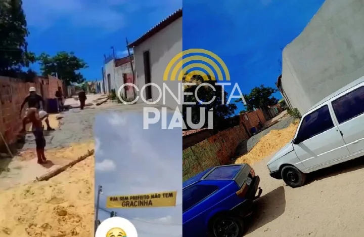 Moradores pavimentam rua por conta própria após demora da prefeitura de Parnaíba