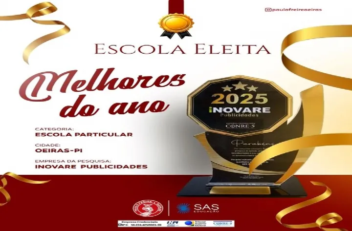 Prêmio Inovare consagra o Colégio Paulo Freire como Melhor Escola Particular de Oeiras em 2025