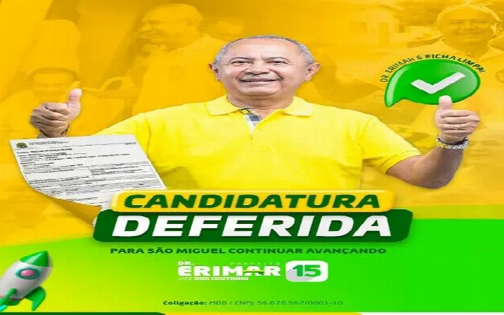 São Miguel do Fidalgo: Candidatura de Dr. Erimar é deferida pela Justiça Eleitoral