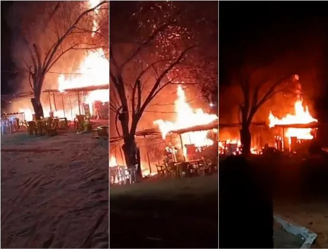 Incêndio durante festejo em Lagoinha do Piauí destrói duas barracas de palha