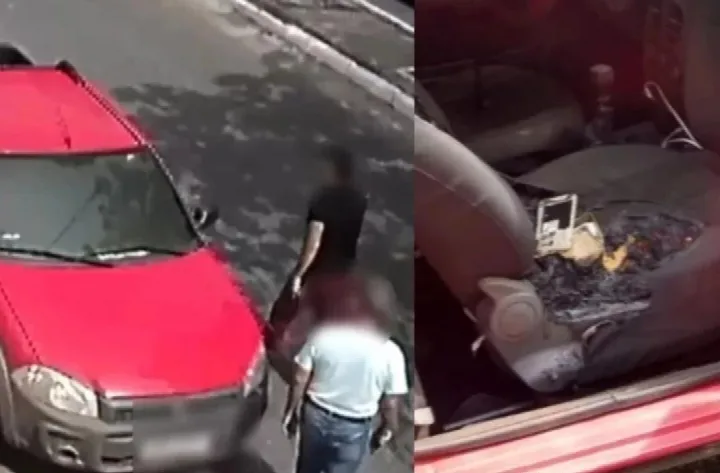 Bateria de celular explode e queima banco de carro em Teresina
