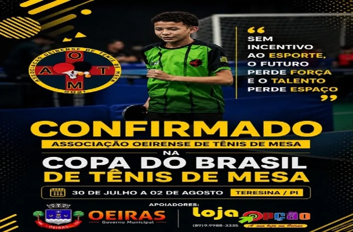 Associação Oeirense de Tênis de Mesa leva delegação de 13 atletas para a Copa Brasil Ouro em Teresina