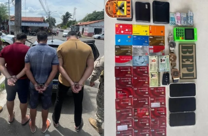 Trio é preso com cartões falsificados envolvidos em golpes bancários em Altos