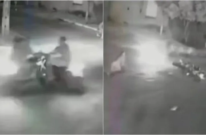 Câmera de segurança flagra colisão entre duas motos na zona Norte de Teresina