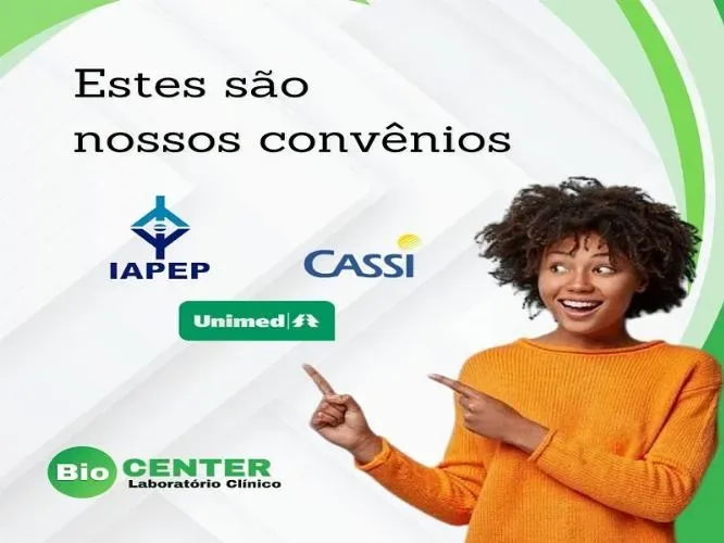 Faça seus exames no Laboratório Bio Center através do convênios UNIMED, CASSI e IAPEP