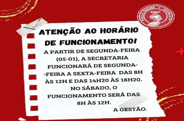 Colégio Paulo Freire divulga horário de atendimento nas férias e segue com matrículas abertas para 2026