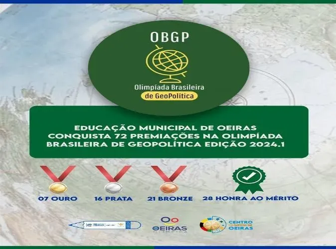 Estudantes da Educação Municipal de Oeiras estreiam na Olimpíada Brasileira de Geopolítica conquistando 72 premiações