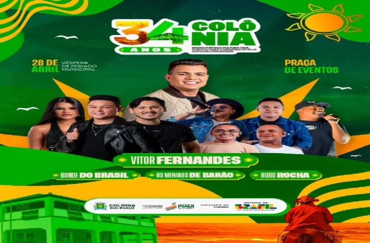 Vitor Fernandes, Bonde do Brasil, Os Meninos de Barão e Hugo Rocha são atrações dos 34 anos de Colônia do Piauí
