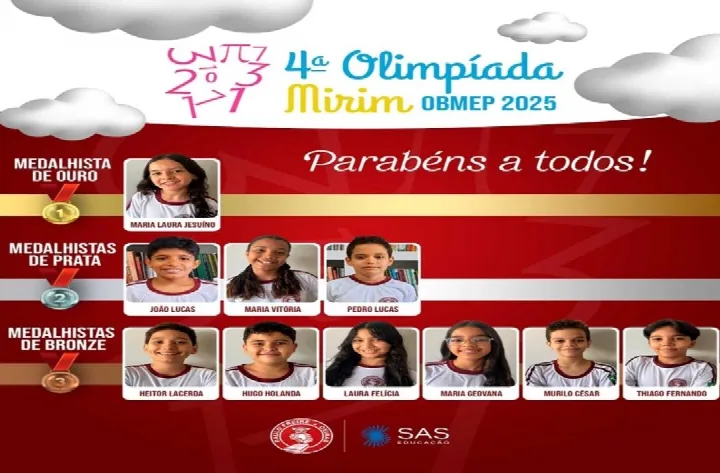 Sociedade Educacional Paulo Freire comemora desempenho de alunos na OBMEP Mirim 2025
