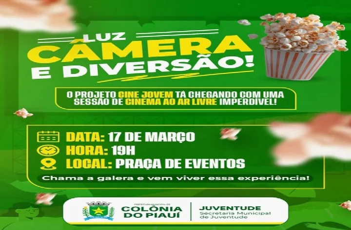 Secretaria da Juventude leva cinema ao ar livre para Colônia do Piauí