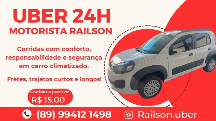 Corridas a partir de R$ 15,00: RAILSON UBER é a opção ideal em Oeiras