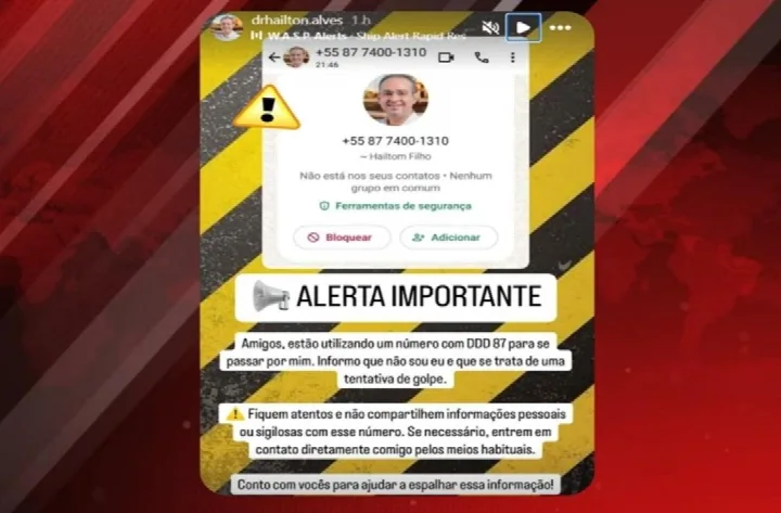 Criminosos tentam aplicar golpe usando nome do prefeito Dr. Hailton Alves em Oeiras