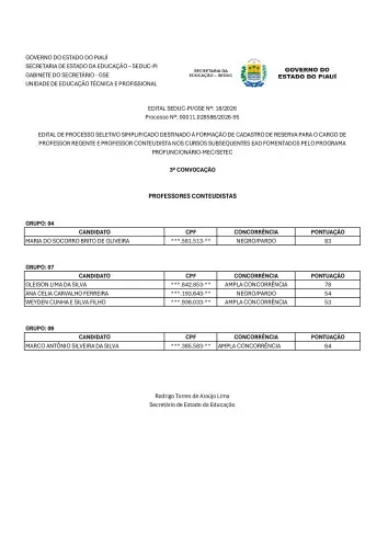 Seduc divulga 3ª convocação de professores do Programa Profuncionário — imagem 1