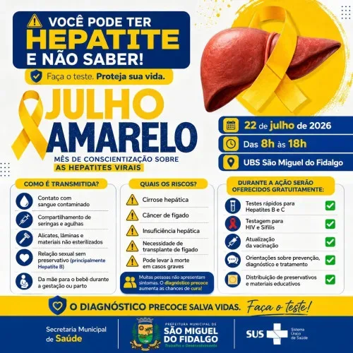 São Miguel do Fidalgo realiza programação do Julho Amarelo com testes rápidos nesta quarta-feira — imagem 1