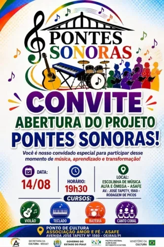 Projeto Pontes Sonoras inicia formação musical gratuita nesta sexta-feira, 14, em Oeiras — imagem 1