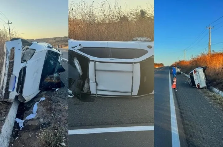 Veículo capota na BR-316 em Alegrete do Piauí