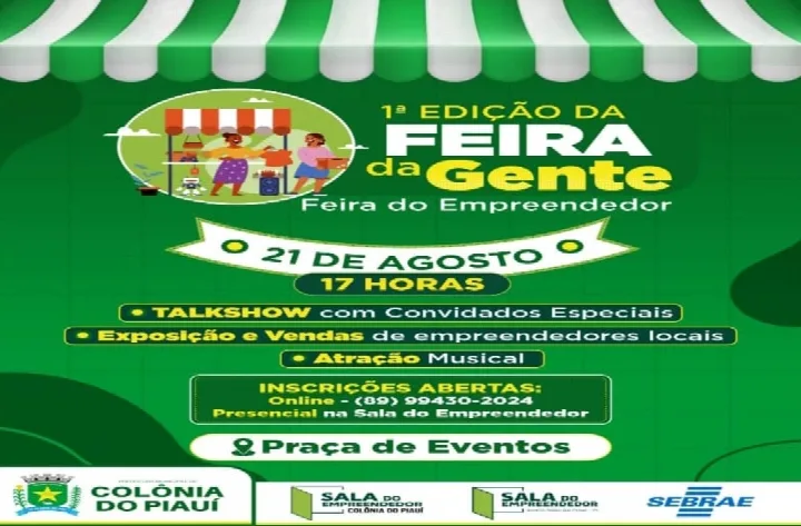 Feira da Gente abre inscrições e reúne empreendedorismo, cultura e oportunidades de negócios em Colônia do Piauí