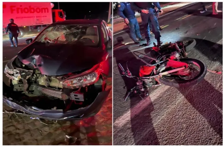 Mulher de 52 anos sofre fraturas após colisão entre moto e carro na BR-230 em Oeiras